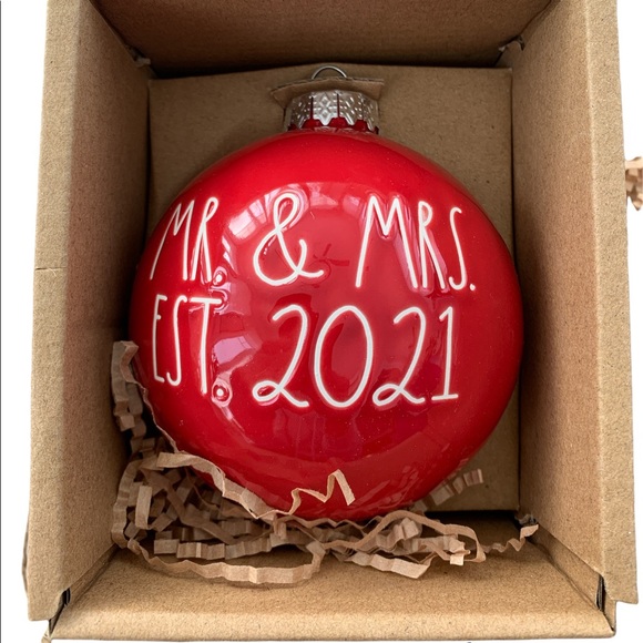 Rae Dunn ceramic ornament “MR & MRS EST 2021”